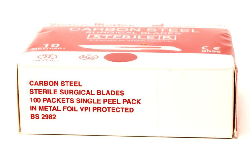 [Australia - AusPower] - Swann Morton No.10 STERILE Curved Carbon Steel Scalpel Blades - Box of 100 - Brand New Stock Dated 2022 - Made in England, UK - Finest Precision Blades - Durable Quality for Experts & Professionals 