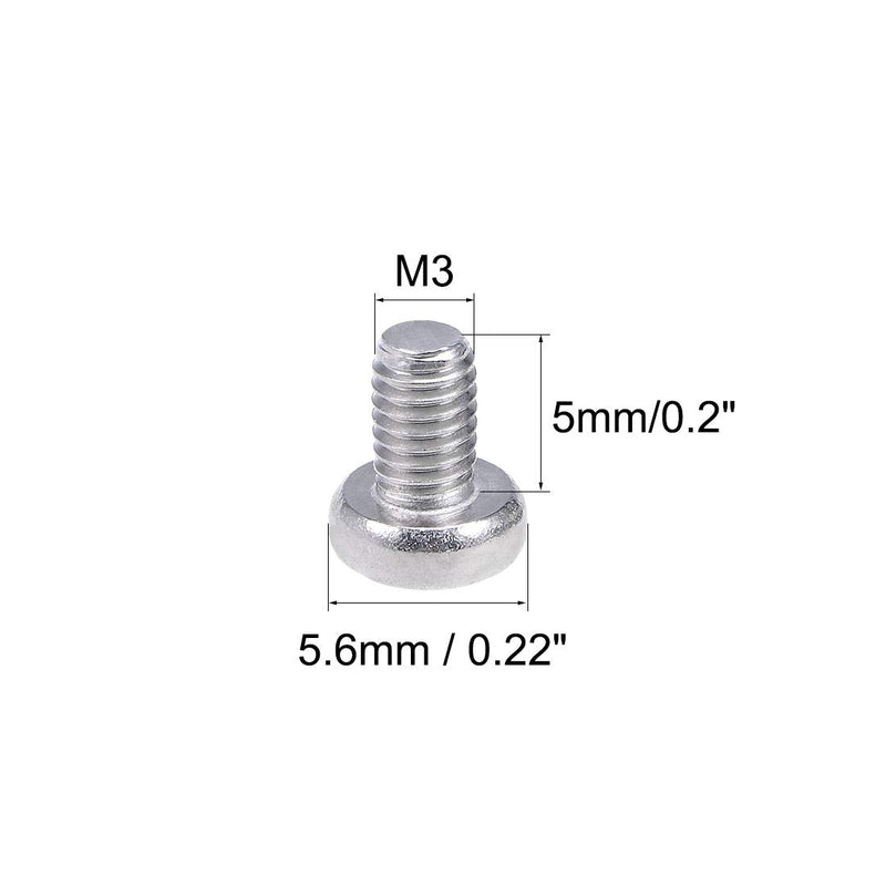 [Australia - AusPower] - uxcell M3x5mm Machine Screws Pan Phillips Cross Head Screw 304 Stainless Steel Fasteners Bolts 30Pcs 