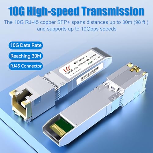 Copper Module SFP-RJ45 10G 30 Meters, SFP+ Transceiver Module 10GBase-T Compatible with Cisco SFP-10G-TS, D-Link (x2, 10GBase-T: 30m) Pack of 2