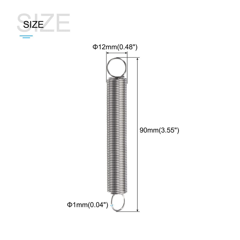 [Australia - AusPower] - METALLIXITY Extension Spring (1x12x90mm/0.04"x0.48"x3.55") 5Pcs, 304 Stainless Steel Tension Spring Wire - for Home Repair Construction Machinery 0.04"x0.48"x3.55" 