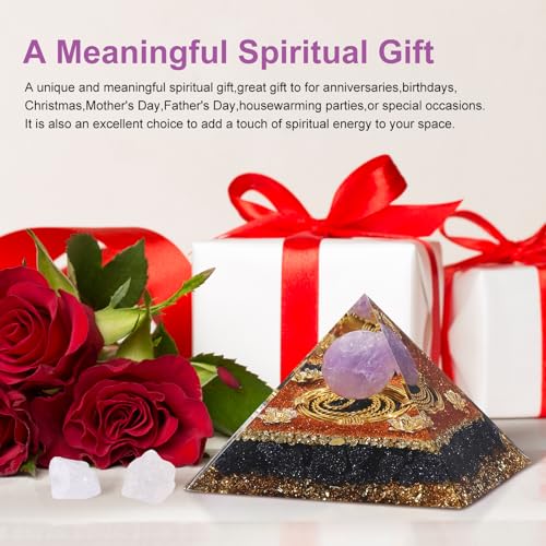 Hopeseed Orgone Crystal Pyramid Orgonite Amethyst&Blue Sandstone Stones Healing Crystals Pyramid for Positive Energ Reduce Stress Chakra Meditation Attracts Lucky and Success Spiritual Gifts