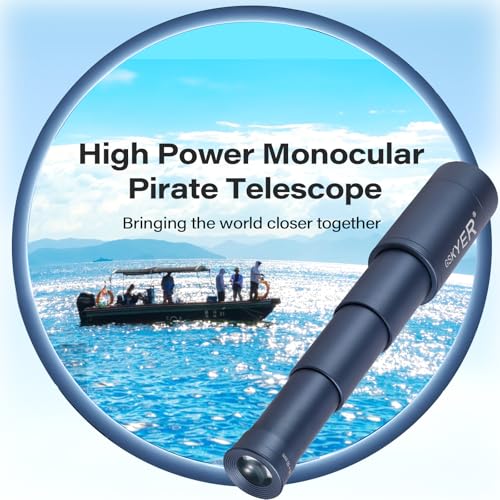 25x50 Monocular Telescope, Monoculars for Adults High Powered: Compact HD Zoom Scope for Men Gifts Cool Gadgets with BAK4 Prism & FMC Lens, Pirate Binoculars for Kids Spotting Hunting Camping