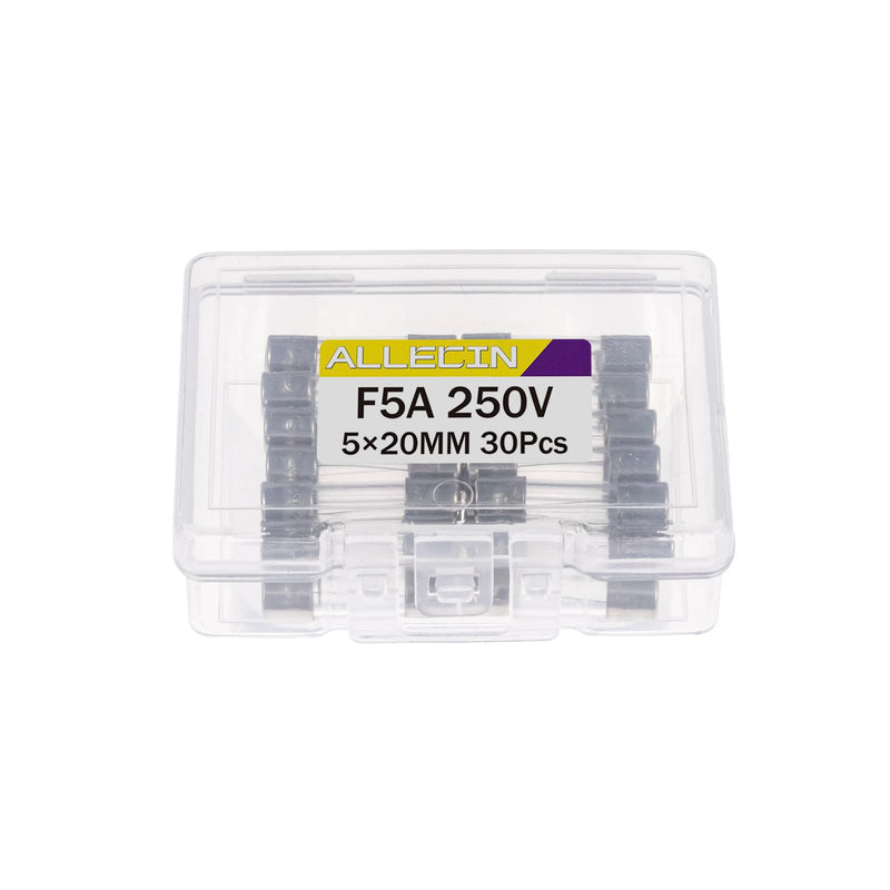 [Australia - AusPower] - 5A 250V 5x20MM Fast Blow Glass Fuse 5 Amp 250 Volt 0.2 x 0.78 Inch Fast-Acting Tube Fuses F5AL250V (Pack of 30Pcs) F5A 