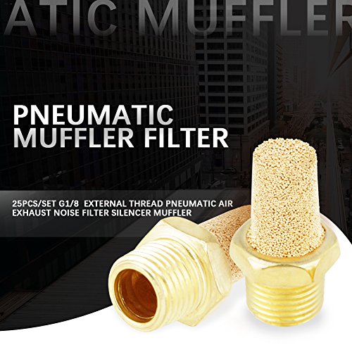 25 Pieces/Set Solenoid Valve Pneumatic Silencer Filter Silencer G1/8 Male Thread Pneumatic Air Outlet Noise Filter