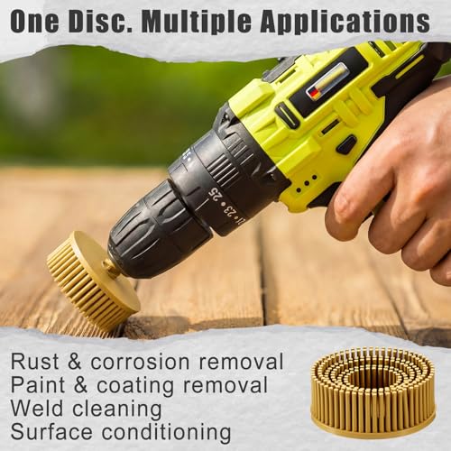 Lanties 2-inch yellow bristle disc, 80 grit coating removal wheel, 5-pack