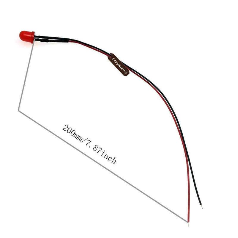 [Australia - AusPower] - 8MM 24V Red LED Pre Wired Prewired 7.87 Inch Lamp Light Bulb Prewired Emitting Diode & Black 8MM LED Plastic Clip Holder Display Panel 