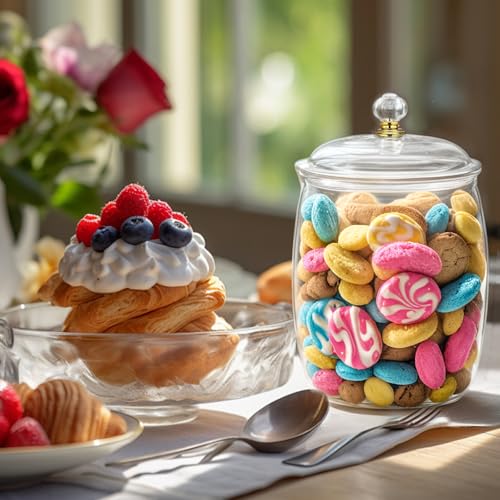 4Pcs Plastic Candy and Cookie Jar with Lids,74oz Large Food Storage Container Candy Buffet Containers,Acrylic Jars with Lids,Decorative Kitchen Storage Jar for Candy,Cookie Clear 74.29 ounces Oval