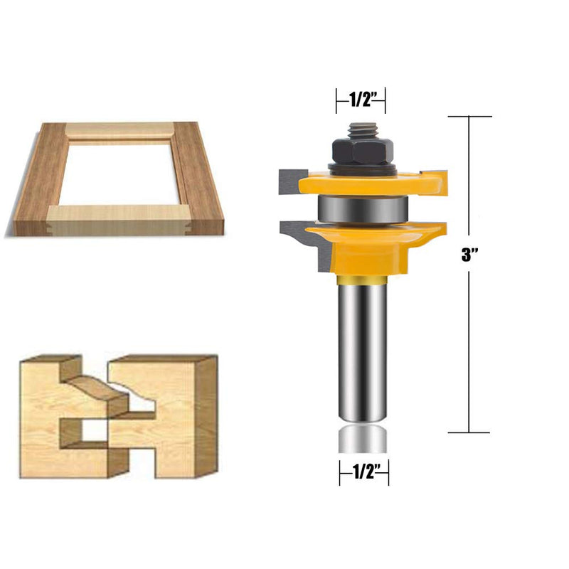 OLETBE Router Bit Set 1/2-Inch Shank, 3 PCS Round Over Raised Panel Ogee Cabinet Door Rail and Stile Router Bits, Woodworking Wood Cutter, Wood Carbide Groove Tongue Milling Tool(Orange) SQ-A