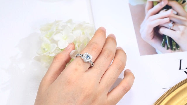 Sariel Teardrop Cremation Ring for Ashes - 925 Sterling Silver Urn Keepake Rings Memorial Jewelry for Women Heart (Blue) 8