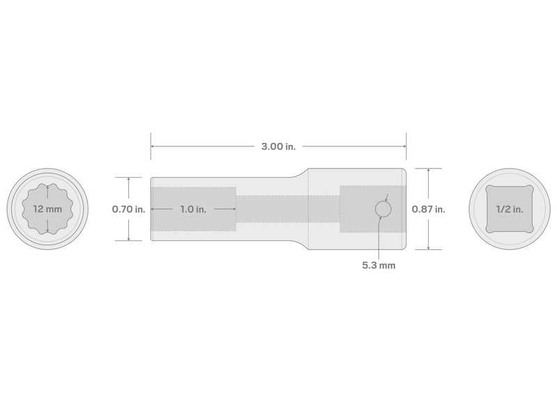 [Australia - AusPower] - TEKTON 1/2 Inch Drive x 12 mm Deep 12-Point Impact Socket | SID23312 
