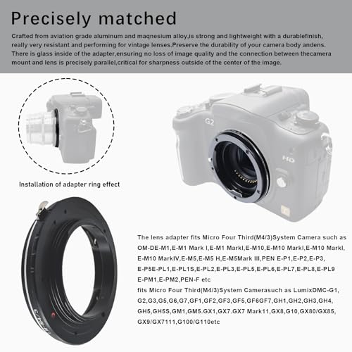 LM to M4/3 Lens Adapter, Compatible with LM Zeiss ZM,Voigtlander VM Lens to with Micro 4/3(MFT, M4/3) Mount Camera, Such as EP1,EP2,EP3,EPL1,EPL2,EPL3,EPL5,EPM1 Leica M to M4/3 Lens adapter