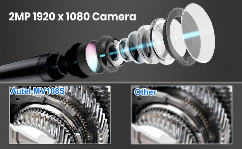 [Australia - AusPower] - Autel MaxiVideo MV108S Digital Inspection Camera Work with PC MX808 MX900 MS906Pro MS908 MS909 MS919 Ultra, Video Inspection Scope, Waterproof Imager Head, USB Industrial Endoscope, IP67 Waterproof 