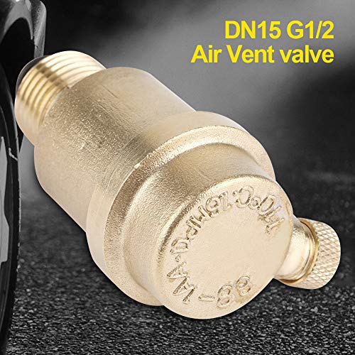 Akozon Automatic Quick Bleeder DN15 G1/2 Brass Automatic Bleed Valve for Solar Water Heater Pressure Relief
