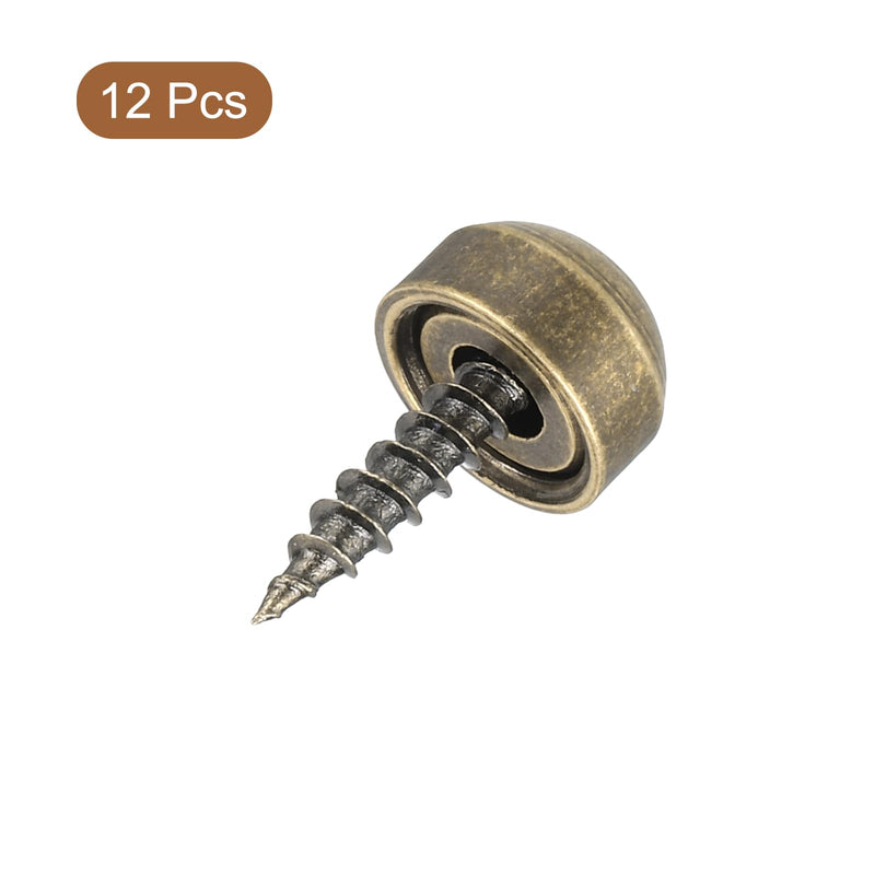 [Australia - AusPower] - uxcell 12Pcs Brass Decorative Screws with Caps, 9mm Mirror Screws Cover Self-Tapping Screws for Furniture Fixing, Bronze 