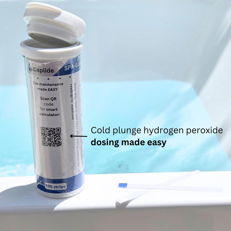 [Australia - AusPower] - Cold Plunge Hydrogen Peroxide H2O2 Test Strips, 0-100 PPM, 100 Count with dosing Calculator 