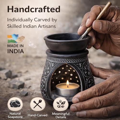 Handmade Black Soapstone Aroma Oil Burner
