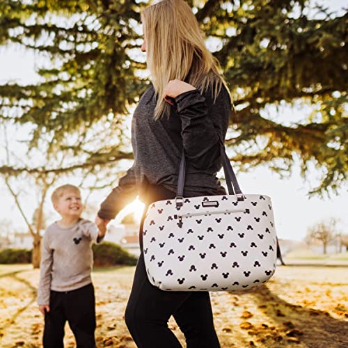 PICNIC TIME unisex-adult Uptown Cooler Tote Bag, Insulated Purse Lunch Bag for Her, Beach Bag Soft Cooler 14.37 x 7.28 x 10.63 Disney Mickey Mouse - White With Navy Blue Accents