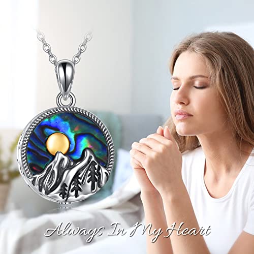 YAFEINI Urn Necklace for Ashes Sterling Silver Mountain Cremation Memorial Jewelry for Women Men