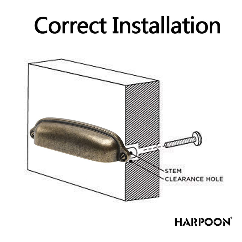 HARPOON Cup Handle Pulls Kitchen Drawer Cabinet Hardware European Style 3 Inch 10 Pack Antique Brass