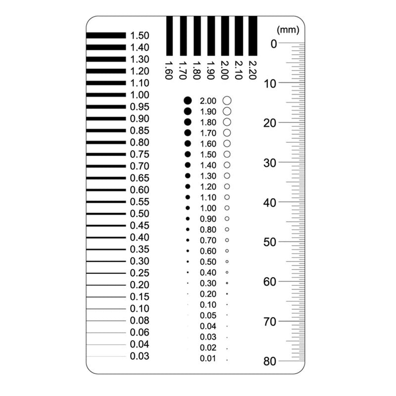 [Australia - AusPower] - Namvo Point and Line Measuring Device, Spot Card, Crack Width Ruler, Split Ruler, Comparison Card, Trachoma Comparison Sheet, Crack Comparison Ruler, Important Tools for Fault Measurement 