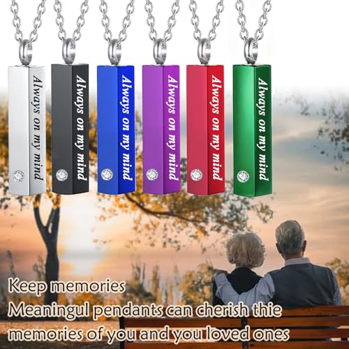 weikui 6 Pieces Urn Necklace for Ashes for Men Women Cremation Jewelry for Ashes Memorial Urn Locket for Ashes Keepsake Pendant for Human Ashes 6Pcs-Purple
