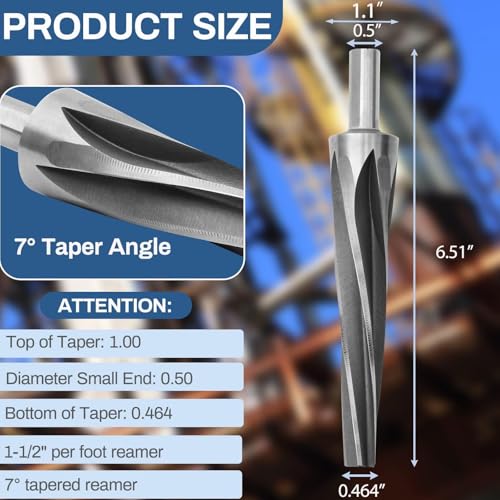 7 Degree Ball Joint Tapered Reamer, 6542 High-Speed Tool Steel 7 Degree