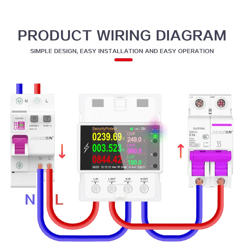 [Australia - AusPower] - AT4PW 100A Tuya WiFi Din Rail Smart Switch Remote Control AC 220V 110V Digital Power Energy Volt Amp Kwh Frequency Factor Meter 