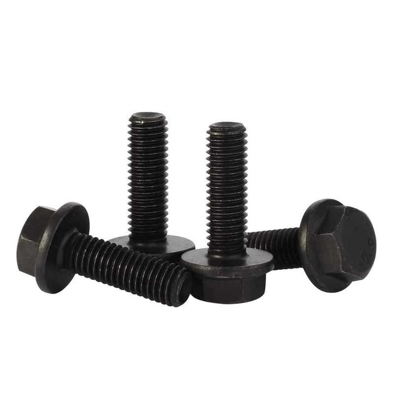 [Australia - AusPower] - M6 x 20mm Flanged Hex Head Bolts Flange Hexagon Screws, Full Thread, Alloy Steel, Black Oxide Finish, Quantity 25 M6-1.0 x 20mm 