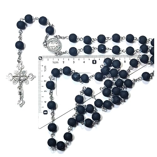 Rosary Beads Chaplet Frosted Ceramic Rosery Cross Catholic gifts Black