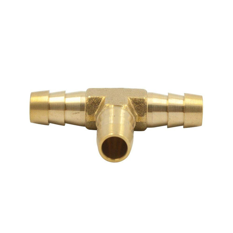 [Australia - AusPower] - Brass Hose Barb Tee 1/4" x 1/4"x 1/4" Barbed T -Fitting 3 Ways Air Hose Fittings Pack of 5 123-4 