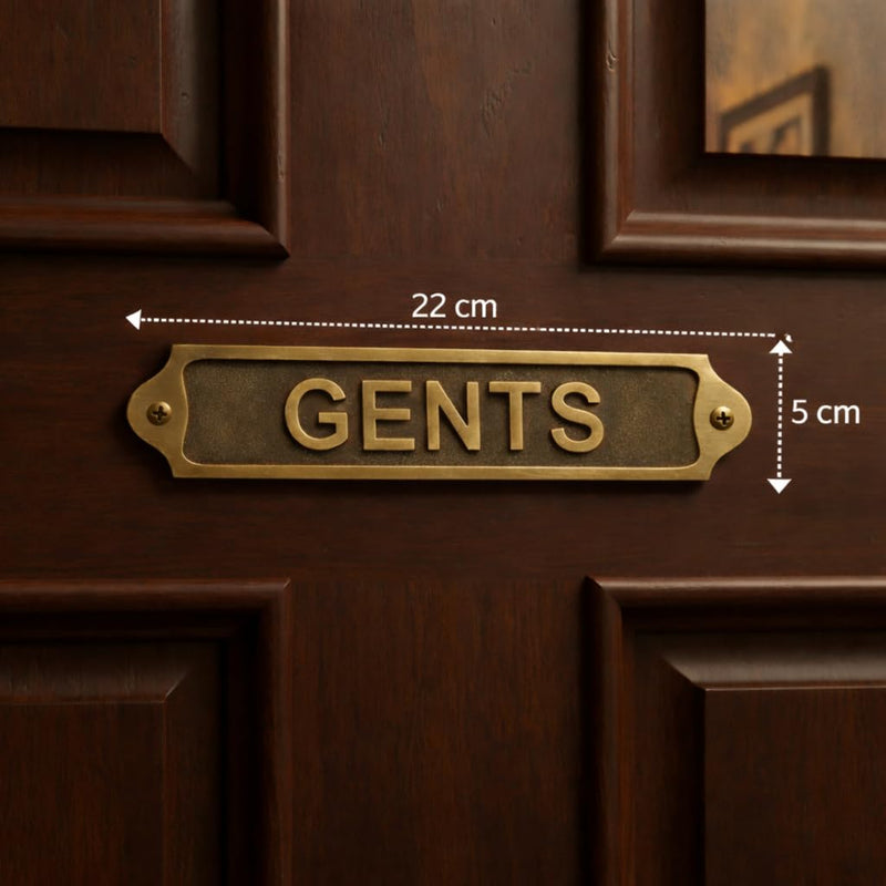 GENTS Antique Vintage Door & Wall Plaque Sign | Classic Raised Lettering Metal Restroom Name Plate with Screws for Home Pub Café Office | 22 x 5 cm | GENTS