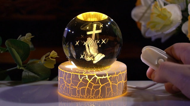 Arikyrist 3D Cross with Praying Hands 2.36in. Crystal Ball Religious Gifts Cross in Hand