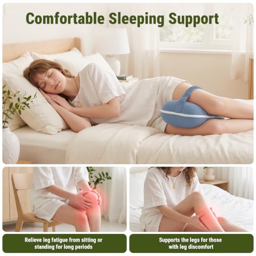 Knee Pillow for Side Sleepers - Cooling Pillow Between Legs for Side Sleeping - Memory Foam Knee Pillow with Strap for Hip Pain & Spine Alignment (Blue) Blue