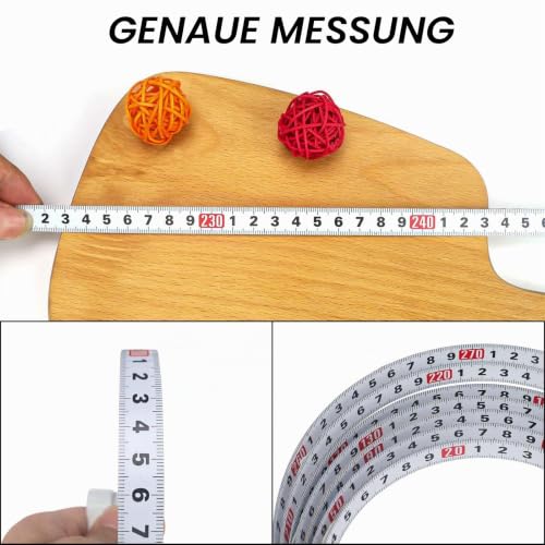 Pack of 2 self-adhesive tape measure, 3 meters, metric scale, 1 x left to right, 1 x from right to left, metal tape measure for workbench and wall from left to right+from right to left