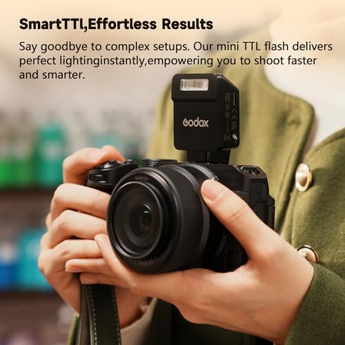 GODOX IT22 N TTL MINI iFlash Camera Flash Light,700+ Flashes & 1.5 s Recycling,6 Stops (1/32 to 1/1 Power),Built in Battery with Magnetic Diffuser & Filter (Black, for Nikon) Black