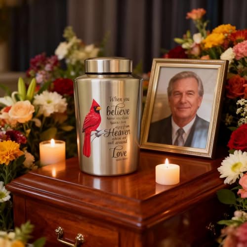 CHIEMOT Large Cremation Urns for Human Ashes, for Adult Female & Male 220 lbs - Standard Cardinal