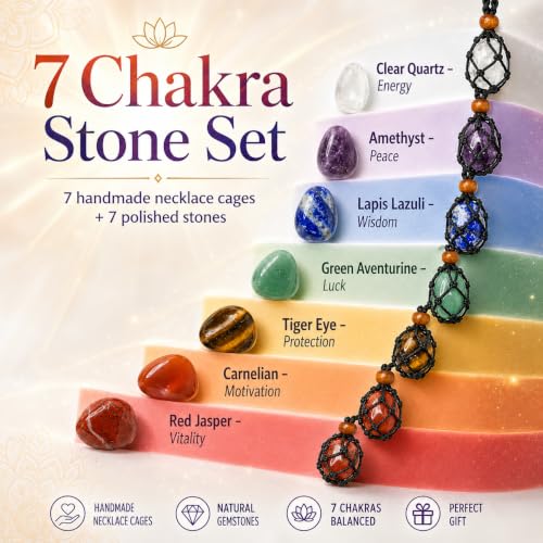 7PCS Chakra Crystal Natural Stone Necklaces Meditation
