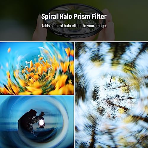 NEEWER 77mm Spiral Halo Camera Lens Filter, Prism K9 Optical Glass Special Effects Filter Photography Camera Lens Accessories with Tunnel Vision Warped Circular Halo Frame Effect