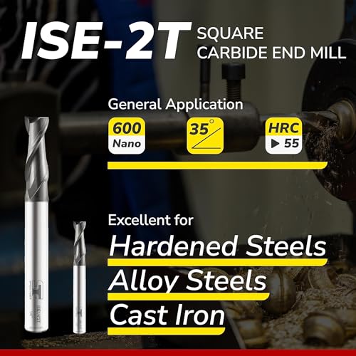 SPEED TIGER ISE3/32 2T micrograin carbide square end mill, 2-flute, 3/32-inch, 5-piece set
