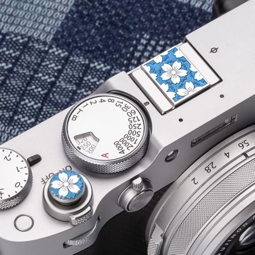 Camera Metal Hot Shoe Cover Shutter Buttons for FUJIFILM X100VI X100V XPro3 XPro2 XPro1 X-T4 X-T3 X-T50 X-T30 for NikonZF Z5 Z6 for Canon (Blue-Set) Blue-Set