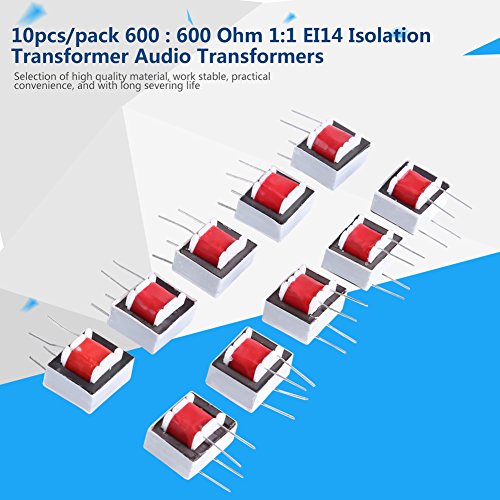 Asixx 10 Pcs/Pack 600 600 Ohm 1:1 EI14 Isolating Transformer Audio Transformers, Work Stable with High Efficiency Audio Transformers