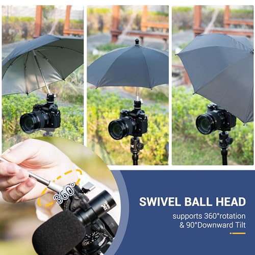 Upgrade Camera Hot Shoe Umbrella Sunshade with 3 Level Height Adjustable 19.7"(Height Adjustable)