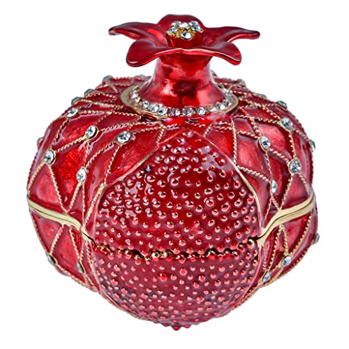 FJ FENGZHIJIE pomegranate jewelry box, 3.5-inch figurine with fruit design, decorative jewelry storage container