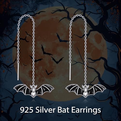 Halloween Bat Earrings 925 Sterling Silver Gothic Earring Jewelry Birthday Gifts for Women Wife Bat1
