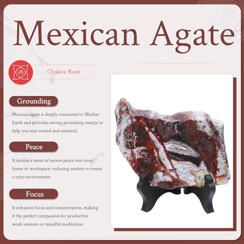 Sportmusies Natural Mexican Agate Slice with Wooden Stand, 0.71-0.93 lb 0.71 - 0.93 lb
