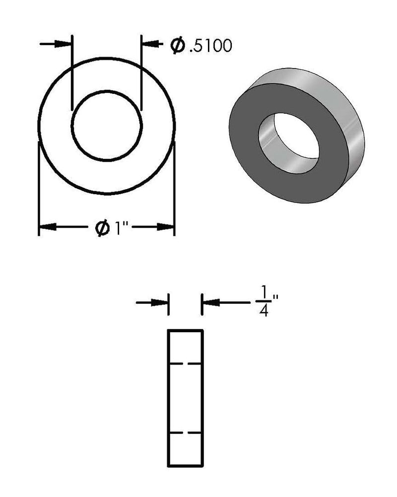 [Australia - AusPower] - Aluminum Spacer 1" OD x 1/2" ID x Choose Your Length, Round Spacer Unthreaded Standoff Bushing Plain Finish, Fits Screws Bolts 1/2" or M12 by Metal Spacers Online (1/4" Length, 10 Pack) 1/4" Length 