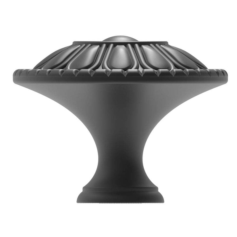 trust4care 20-Pack Euro-Style Matte Black Cabinet Knobs, 1.25 Inch Round Zinc Drawer Knobs with Victorian Floral Pattern, Farmhouse & Vintage Kitchen Dresser Furniture Handle Hardware