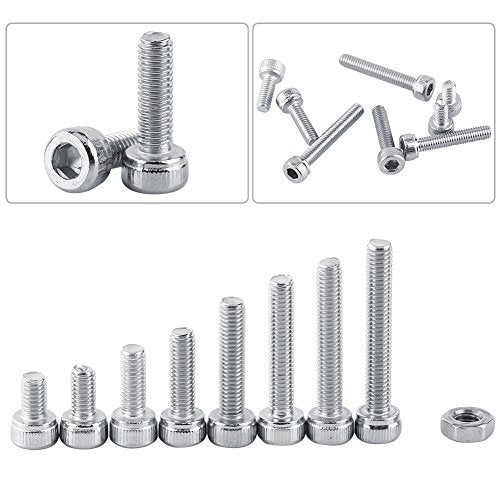 340-piece 304 stainless steel hex socket head screws and nuts assortment kit with storage box