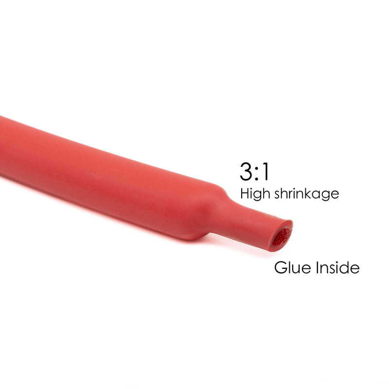 [Australia - AusPower] - 1/4" Heat Shrink Tubing - 3:1 Ratio Dual Wall Adhesive Lined, Marine Grade, Waterproof Insulation - Electrical Industrial Cable Wire Tube Wrap - 100PCS 1/4" Red + Black 