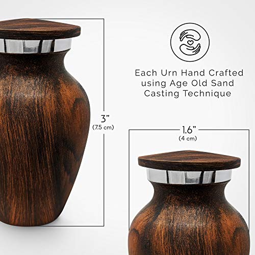 4 Pack Small Keepsake Urn for Human Ashes | Metal Wooden Cherry Style | Mini Little Memorial Ash Container | Perfect Compact Tribute for Loved Ones | Male Female Man or Woman 4 Cherry